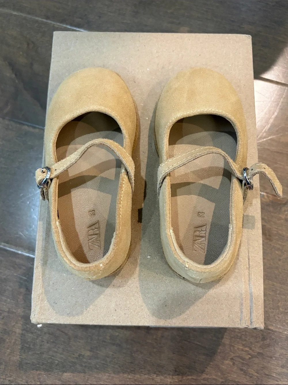 ZARA Kids Tan Suede Mary Jane Flats - Size 23